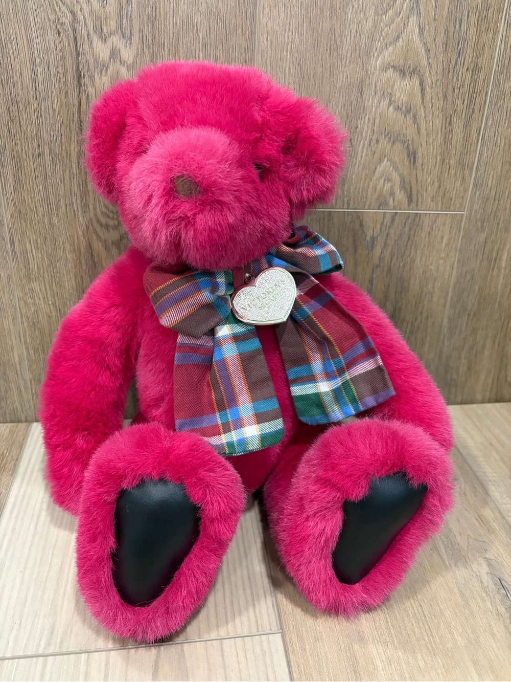 Vintage 1992 Victoria’s Secret Gund Plush Magenta Pink Teddy Bear Plaid Bow NWT